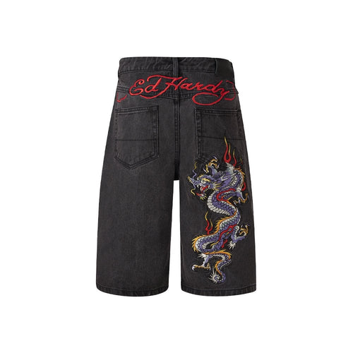 Battle Dragon Denim Short - Grey