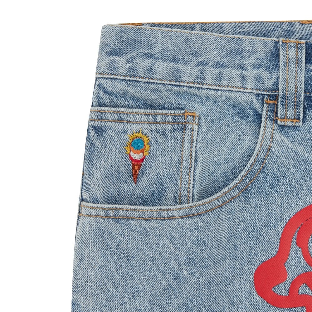 Running Dog Double Scoop Denim Pants - Light Wash
