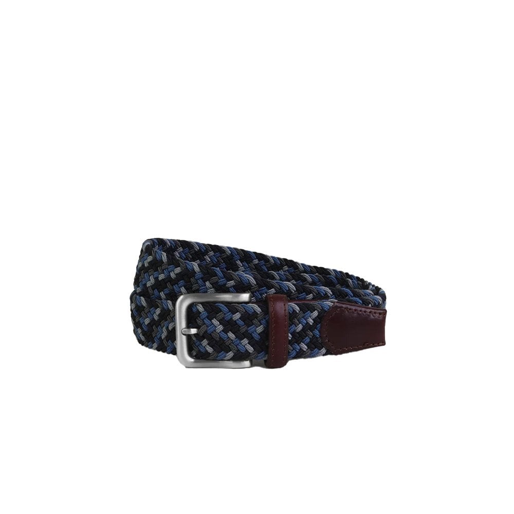 Multi Coloured Web Belt - Blk/Gry/Blue