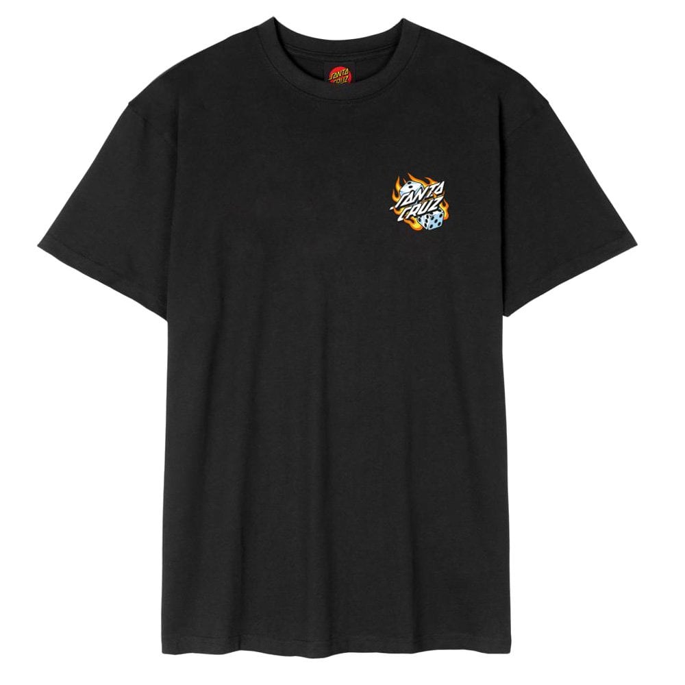 Flaming Dice Dot Chest T-Shirt - Black