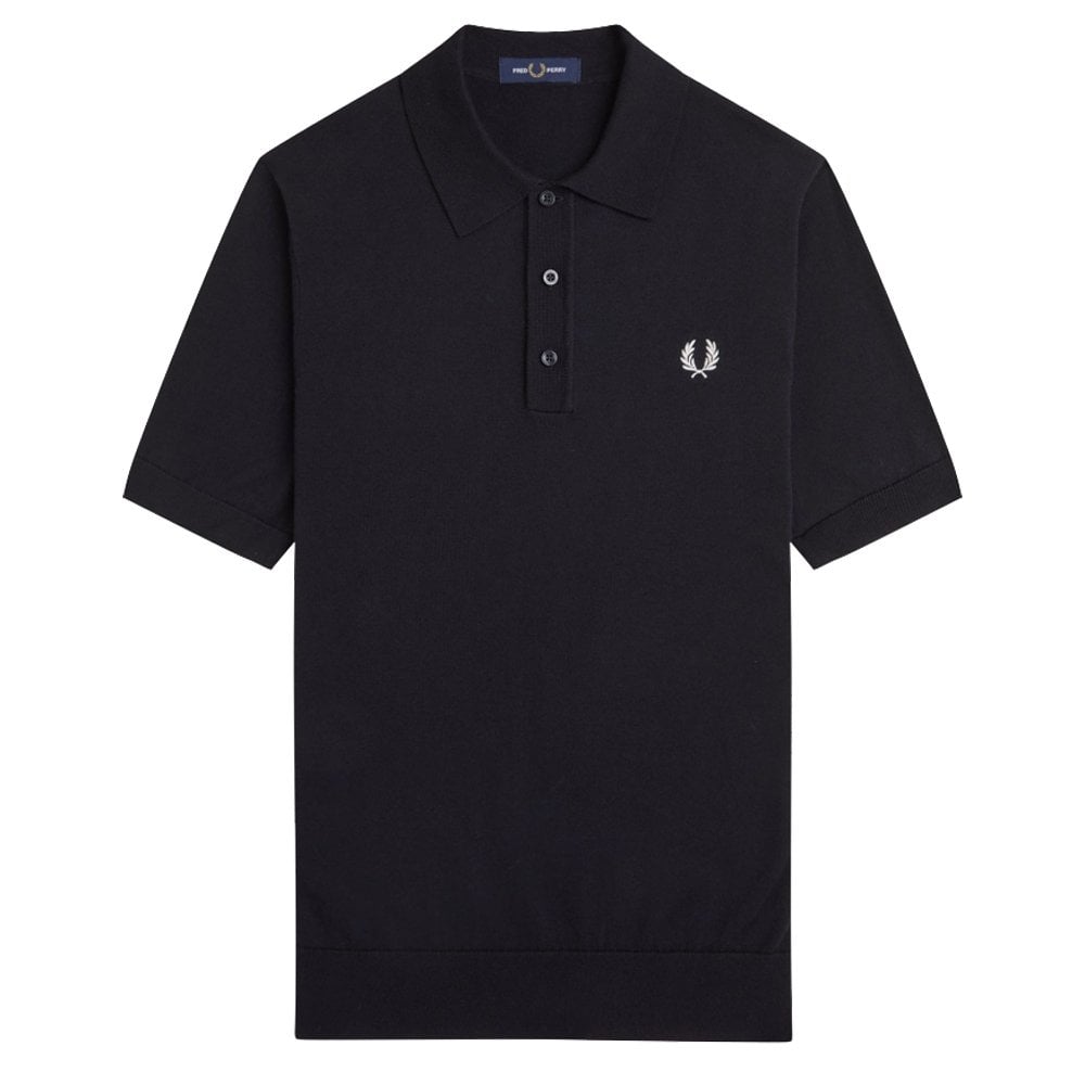 Cotton Knitted Polo Shirt - Black