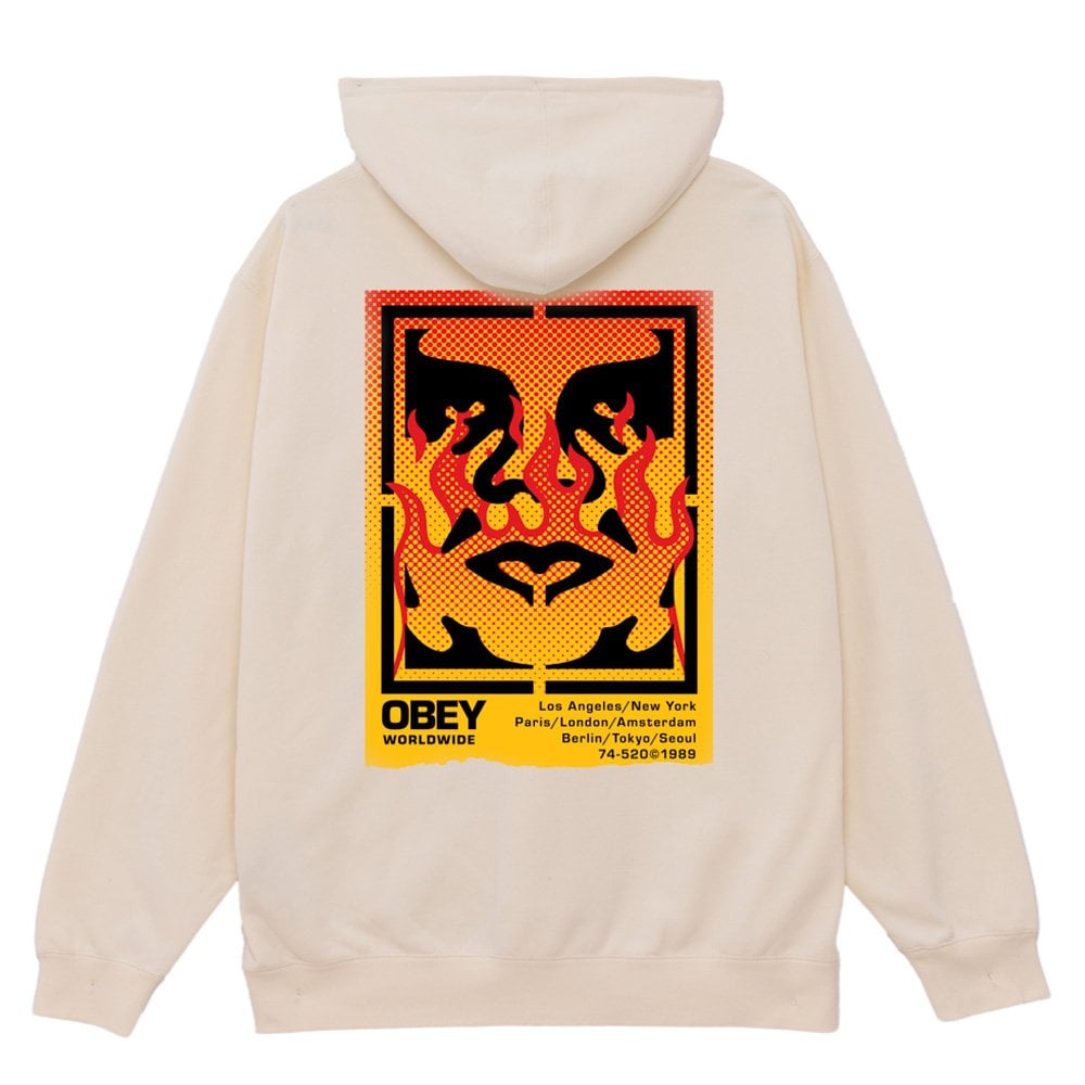 Icon Stencil Flame Hoodie - Unbleached