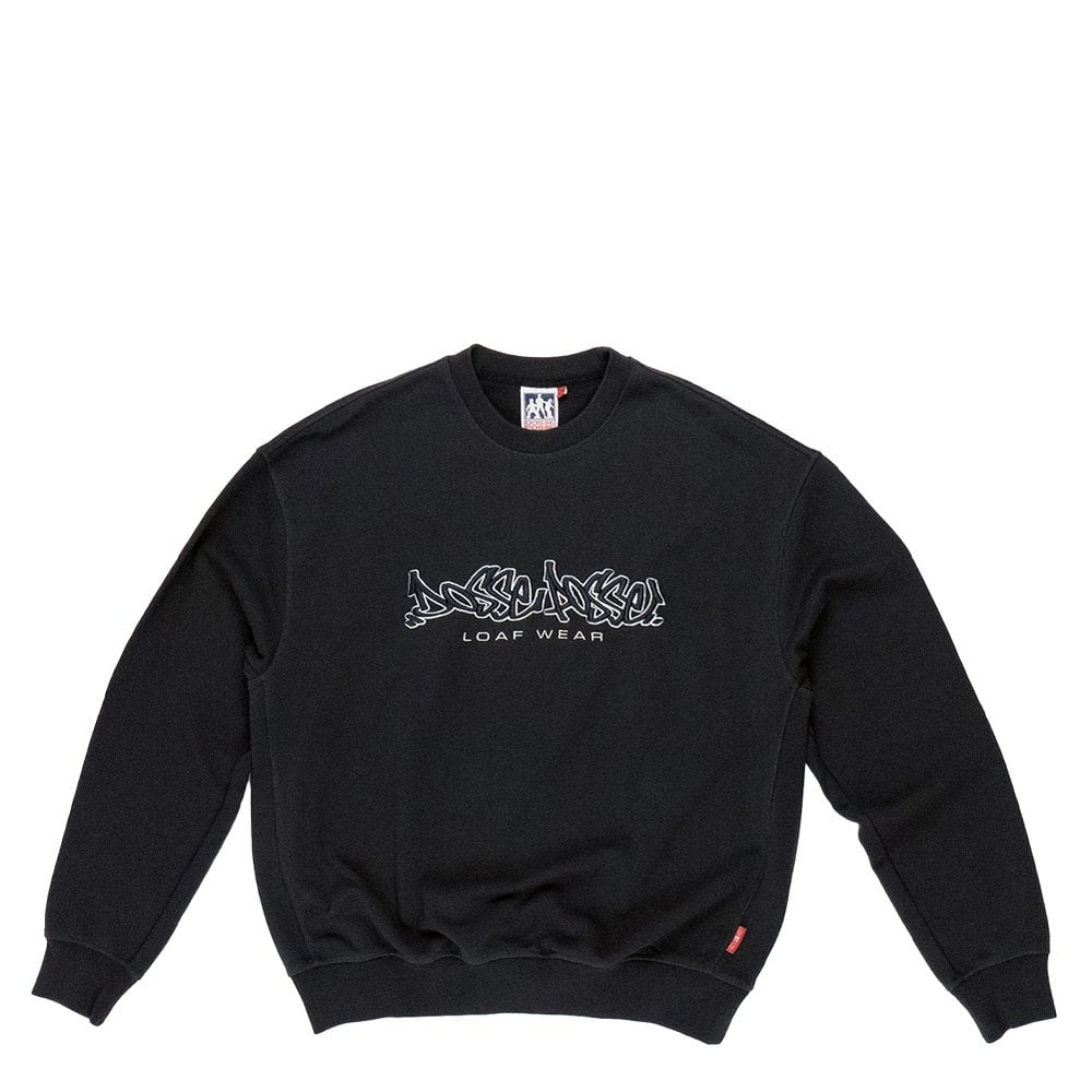 3D Embroidery Crew Sweatshirt - Vintage Blk