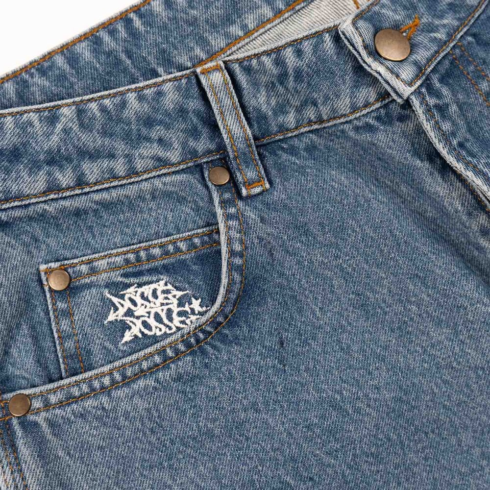3 Heads Denim Skate Pant - Mid Blue Stn