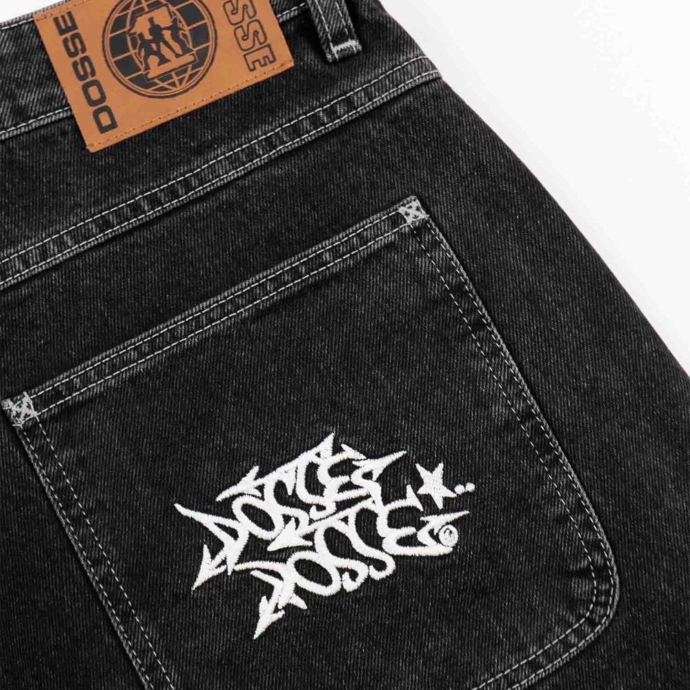 Oval Tag Denim Skate Pant - Blk Stonewsh