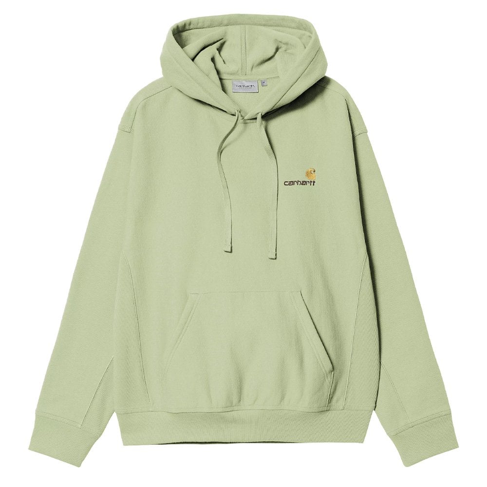 Hooded American Script Embroidery Sweatshirt - Pale Olive