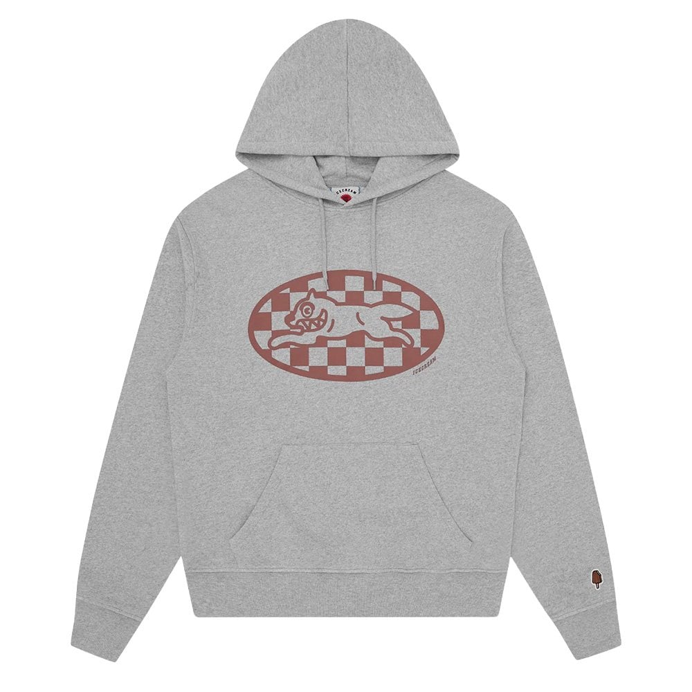 Checker Running Dog Hoodie - Heather Grey