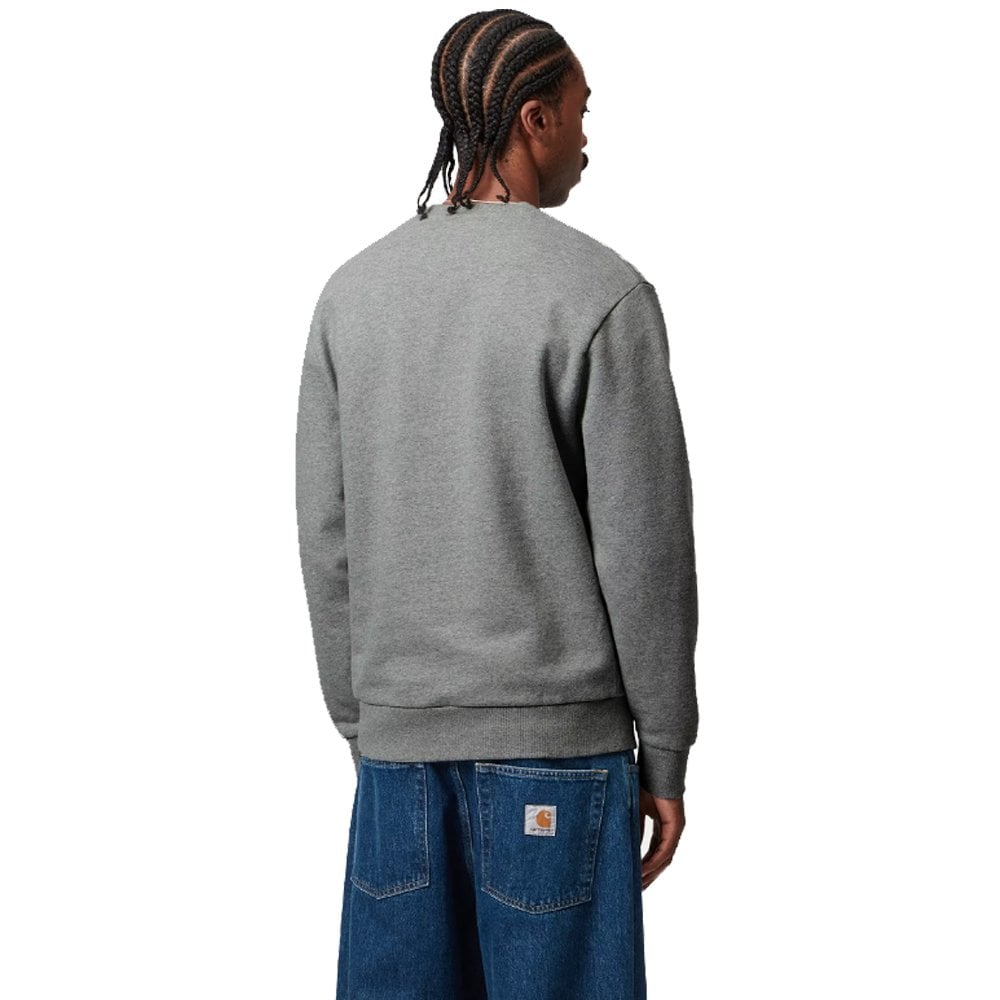 Script Embroidery Sweatshirt - Grey Hea/Wht