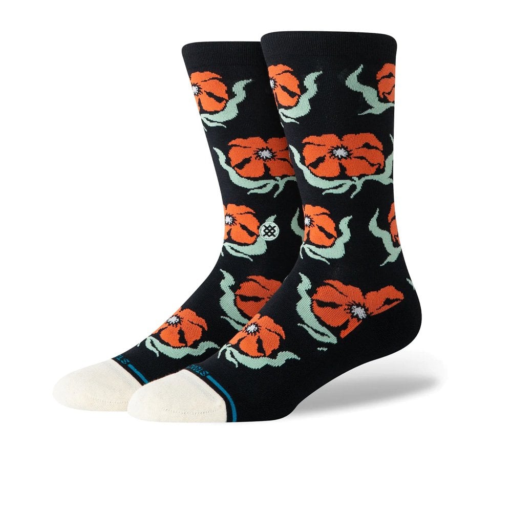 Broadcast Floral Crew Socks - Black