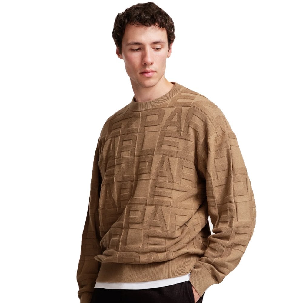 Block Knitted Crewneck Sweatshirt - Sand