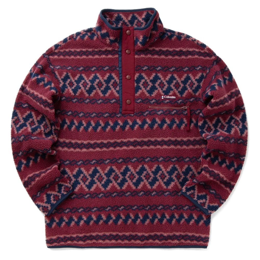 Helvetia II Printed Half Snap Fleece - Rich Wine