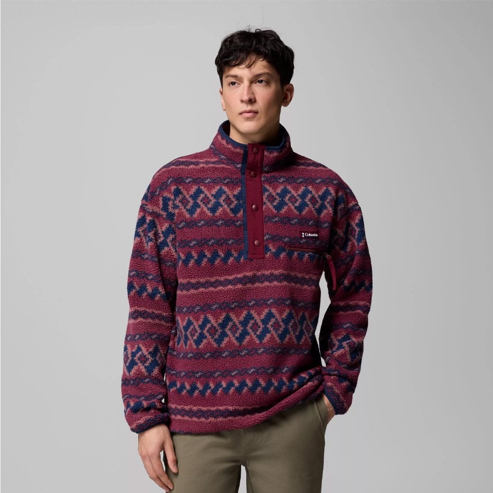 Helvetia II Printed Half Snap Fleece - Rich Wine