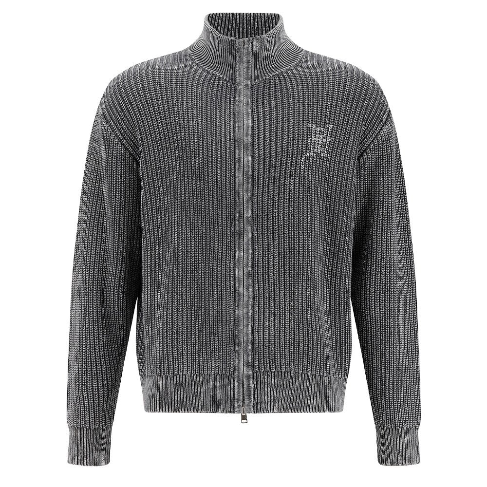Skull And Snake Zip Thru Jumper - Charcoal
