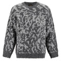Intarsia Leopard Knitted Crew Jumper - Grey