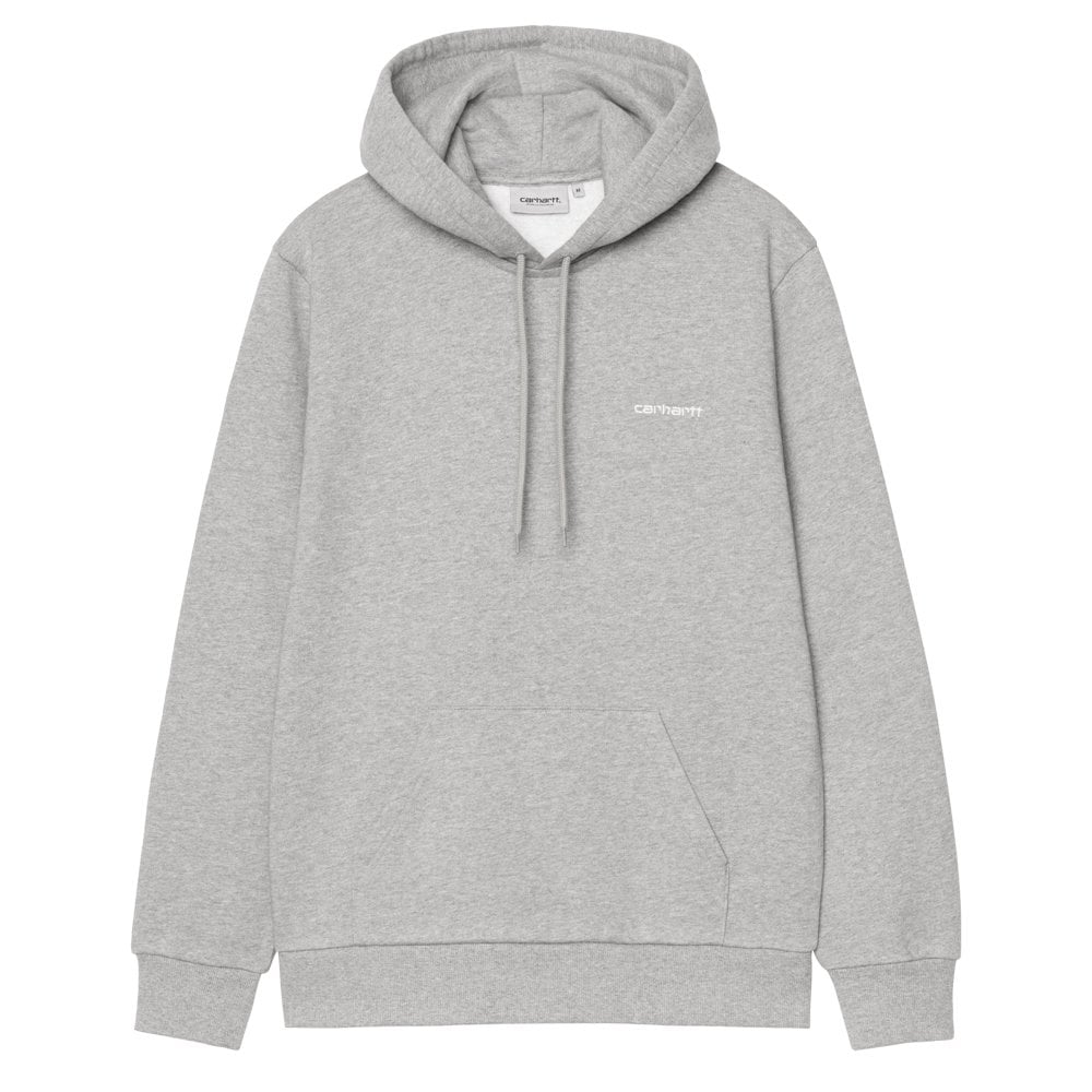 Hooded Script Embroidery Sweatshirt - Grey Hea/Wht