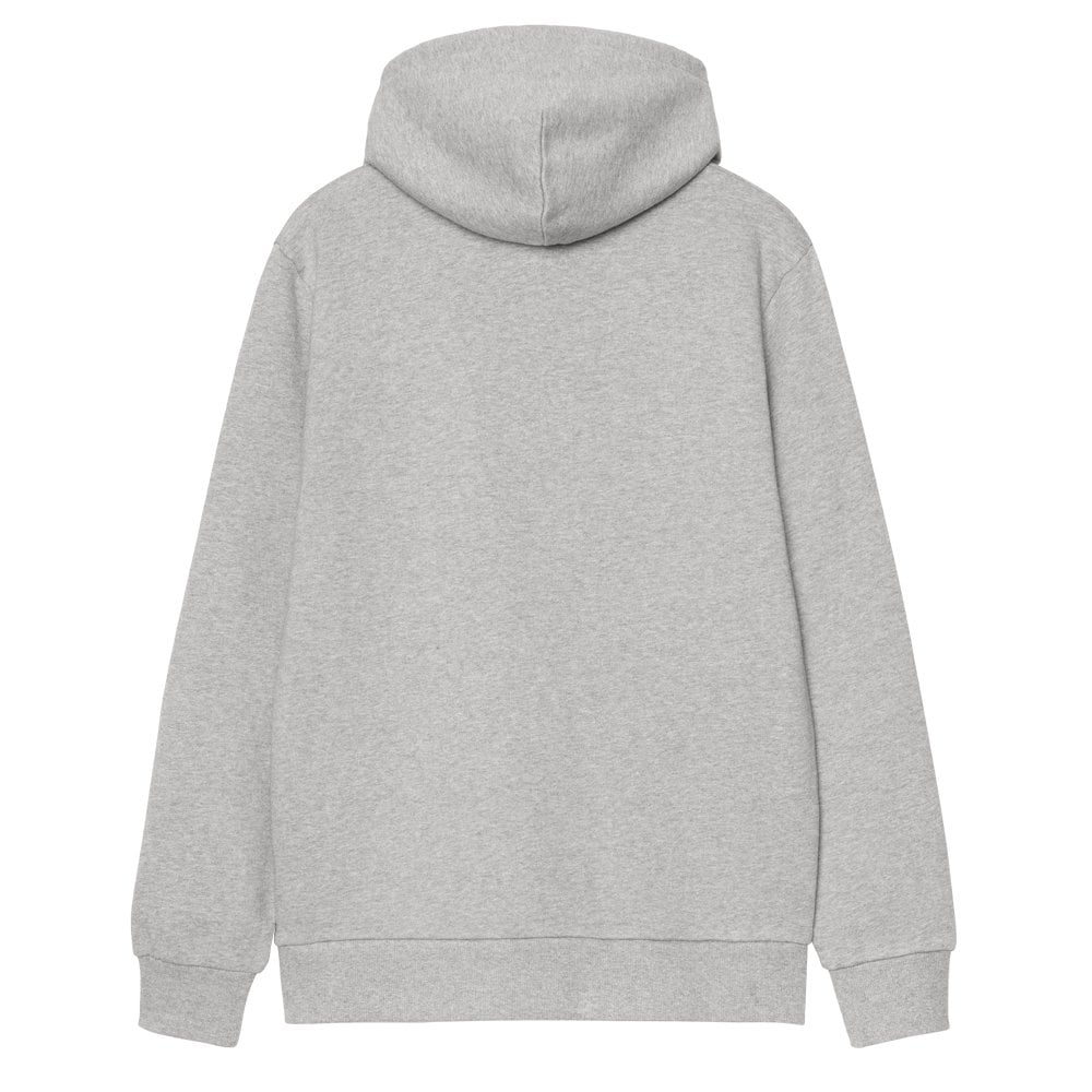 Hooded Script Embroidery Sweatshirt - Grey Hea/Wht