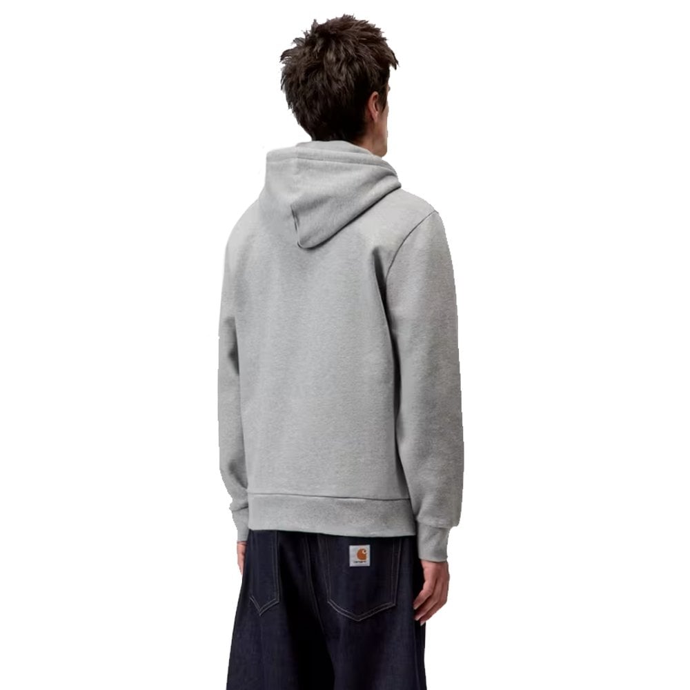 Hooded Script Embroidery Sweatshirt - Grey Hea/Wht