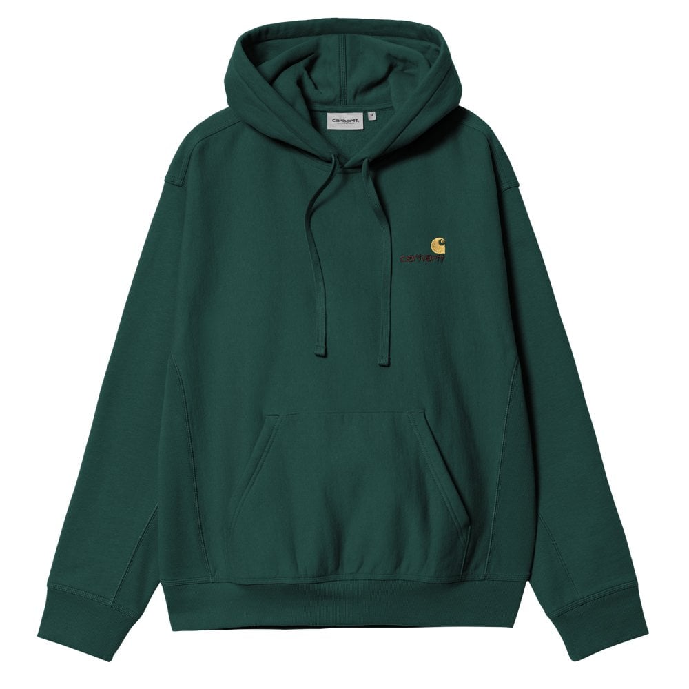 Hooded American Script Embroidery Sweatshirt - Dark Fir