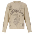 Gothic Ribbed Knit Crewneck Jumper  - Beige