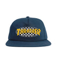 Checkered Oval Cap  - Navy