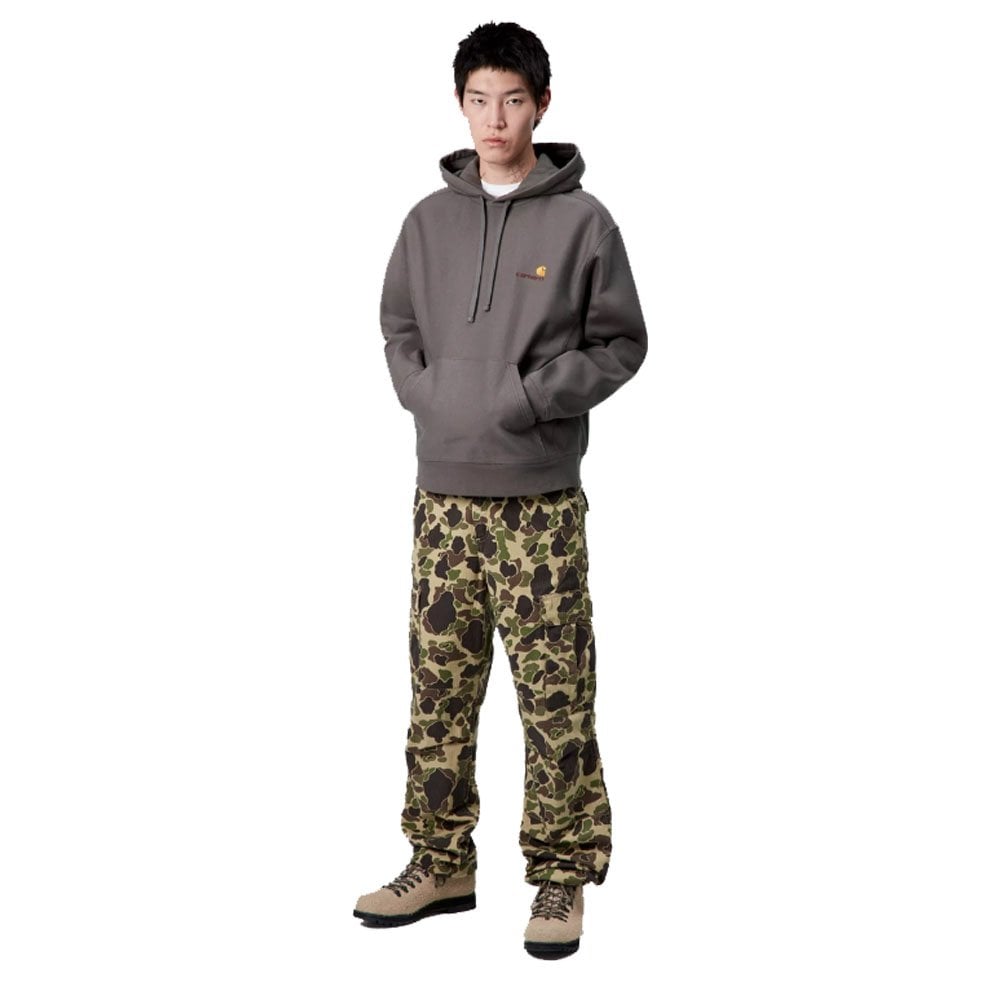 Hooded American Script Embroidery Sweatshirt - Porphyry