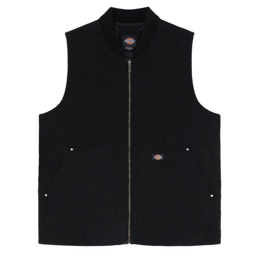 Quilted Canvas Gilet - Black