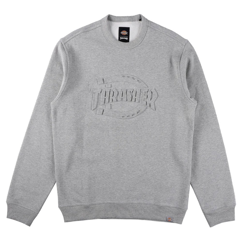 X Thrasher Embossed Sweatshirt  - Grey Melange