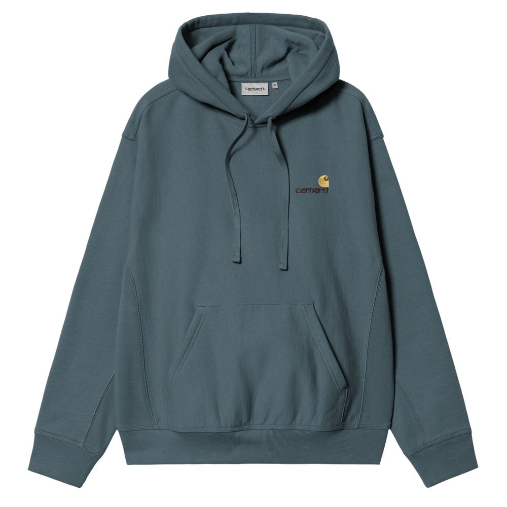 Hooded American Script Embroidery Sweatshirt - Office Blue
