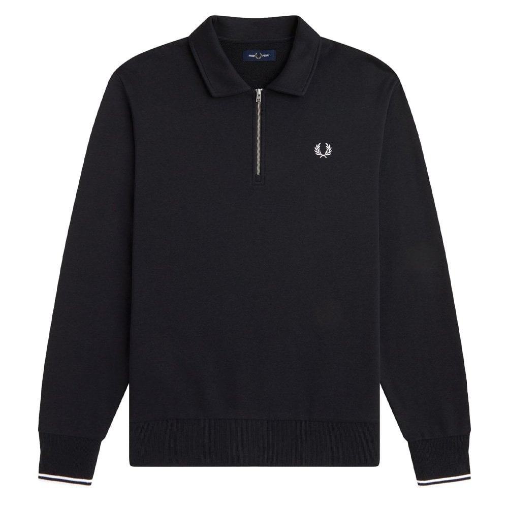 Half Zip Collared Sweatshirt - Black