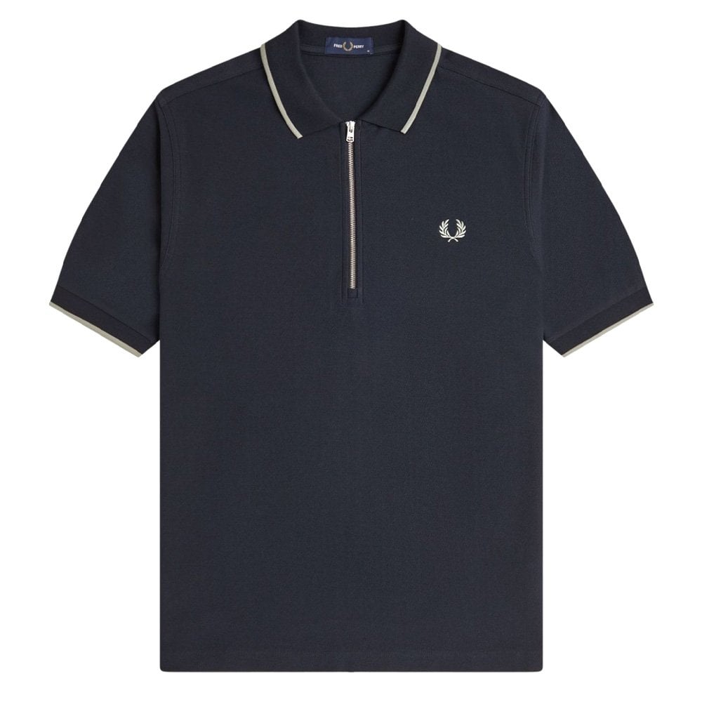 Crepe Piqué Polo Shirt - Navy