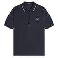 Crepe Piqué Polo Shirt - Navy