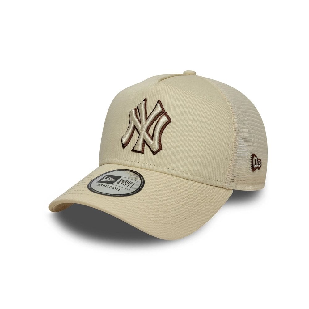 New York Yankees MLB Outline 9FORTY E-Frame Trucker Cap - Cream