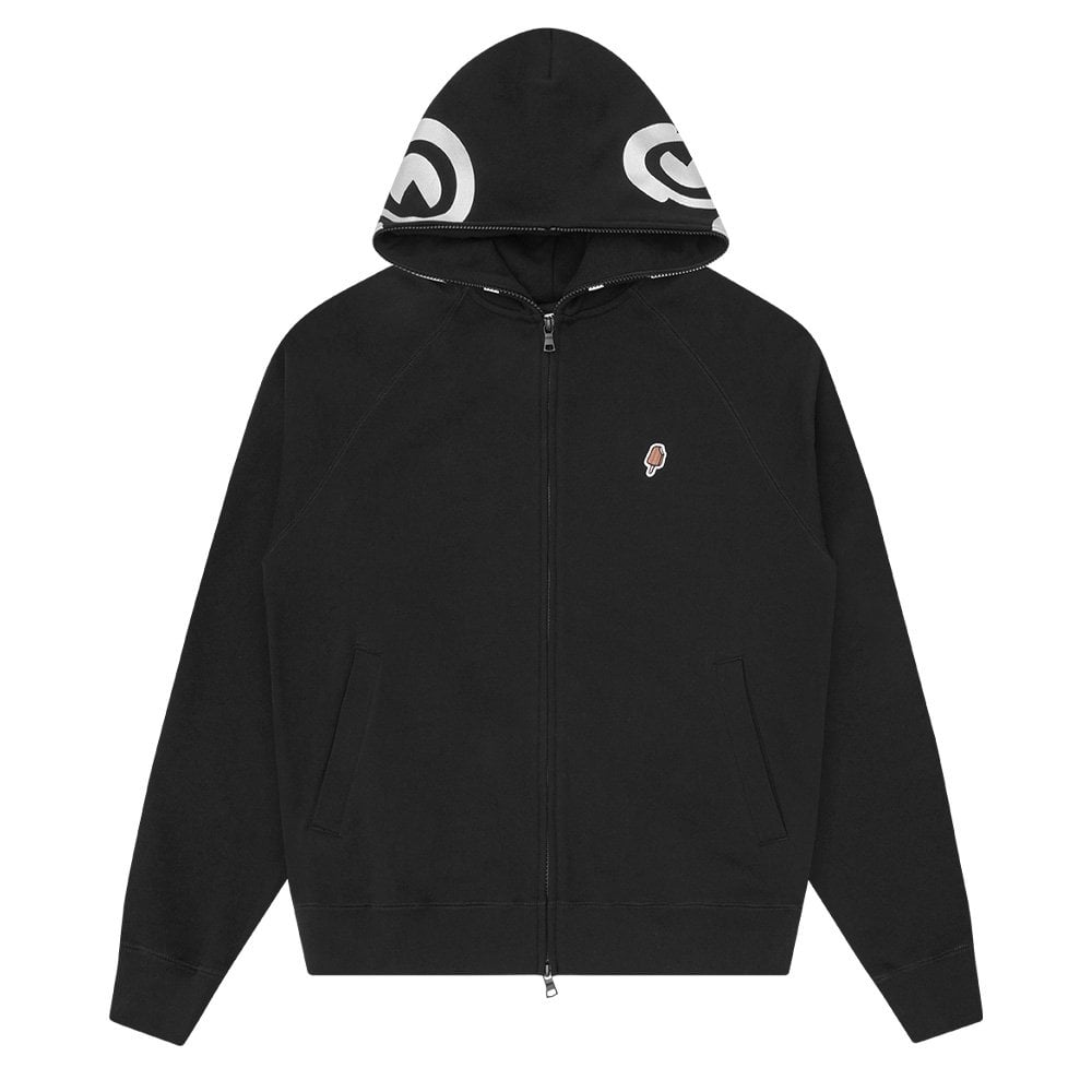 Smiley Zip Through Hoodie - Black