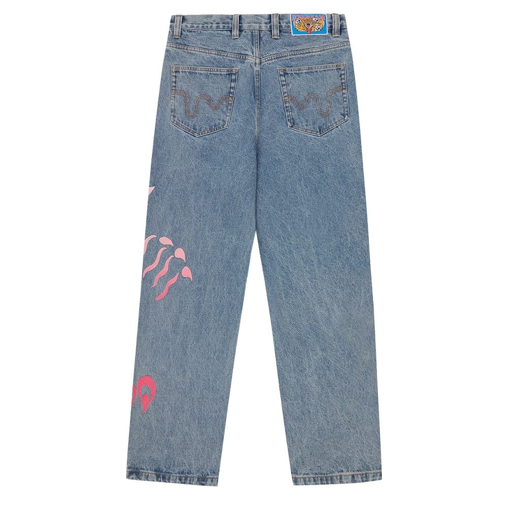 Tiger Triple Scoop Denim Pants - Light Blue