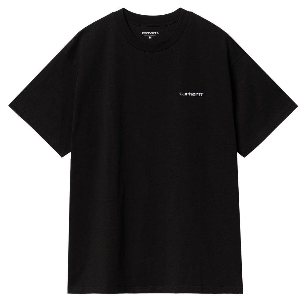 Short Sleeve Script Embroidery T-Shirt - Black/White