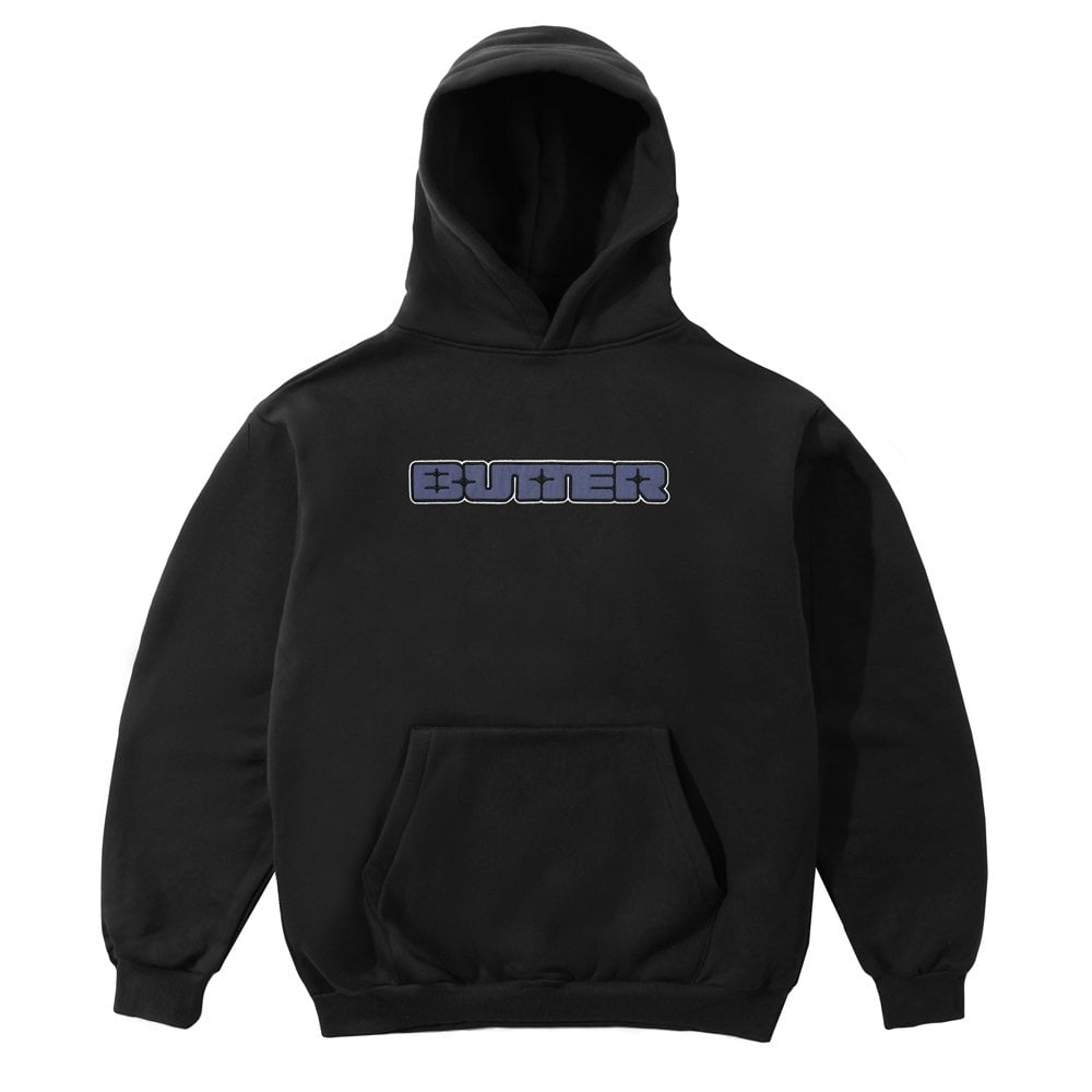 Glint Nylon Applique Pullover Hood - Black