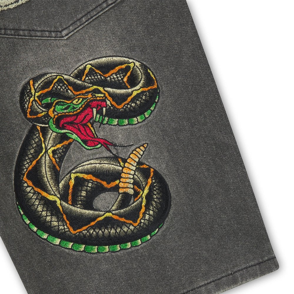 Desert Snake Relaxed Denim Jorts - Black Sandy