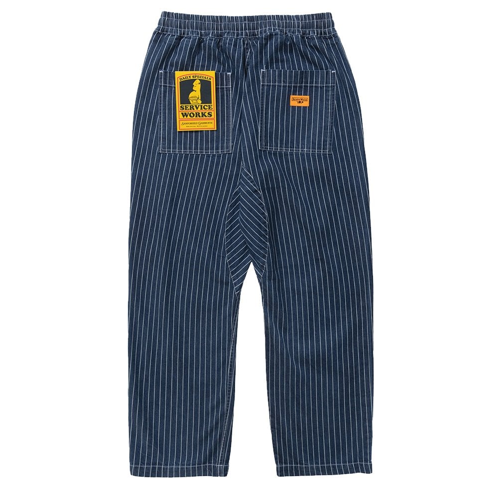 Pinstripe Denim Chef Pants - Indigo