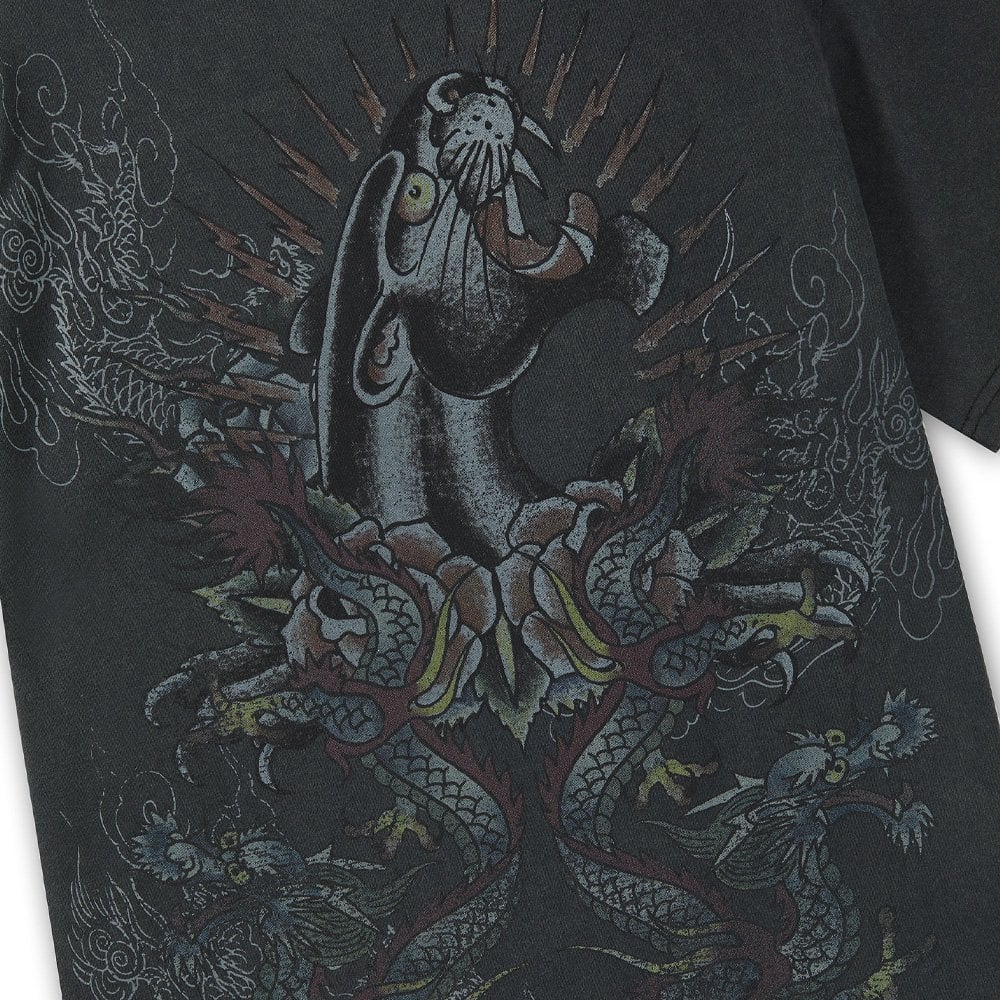 Dragon Panther Graphic Regular T-Shirt - Provence Blu