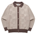 Check Panel Cardigan - Mushroom