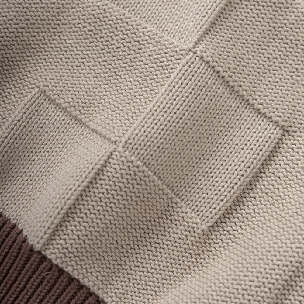 Check Panel Cardigan - Mushroom