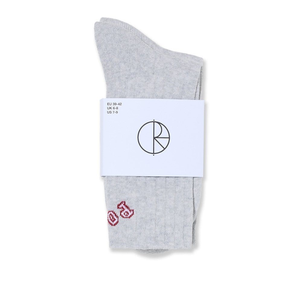 Large Rib College Socks - Heather Grey