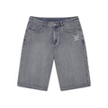 Gothic Floral Skull Denim Jorts - Distress Blu