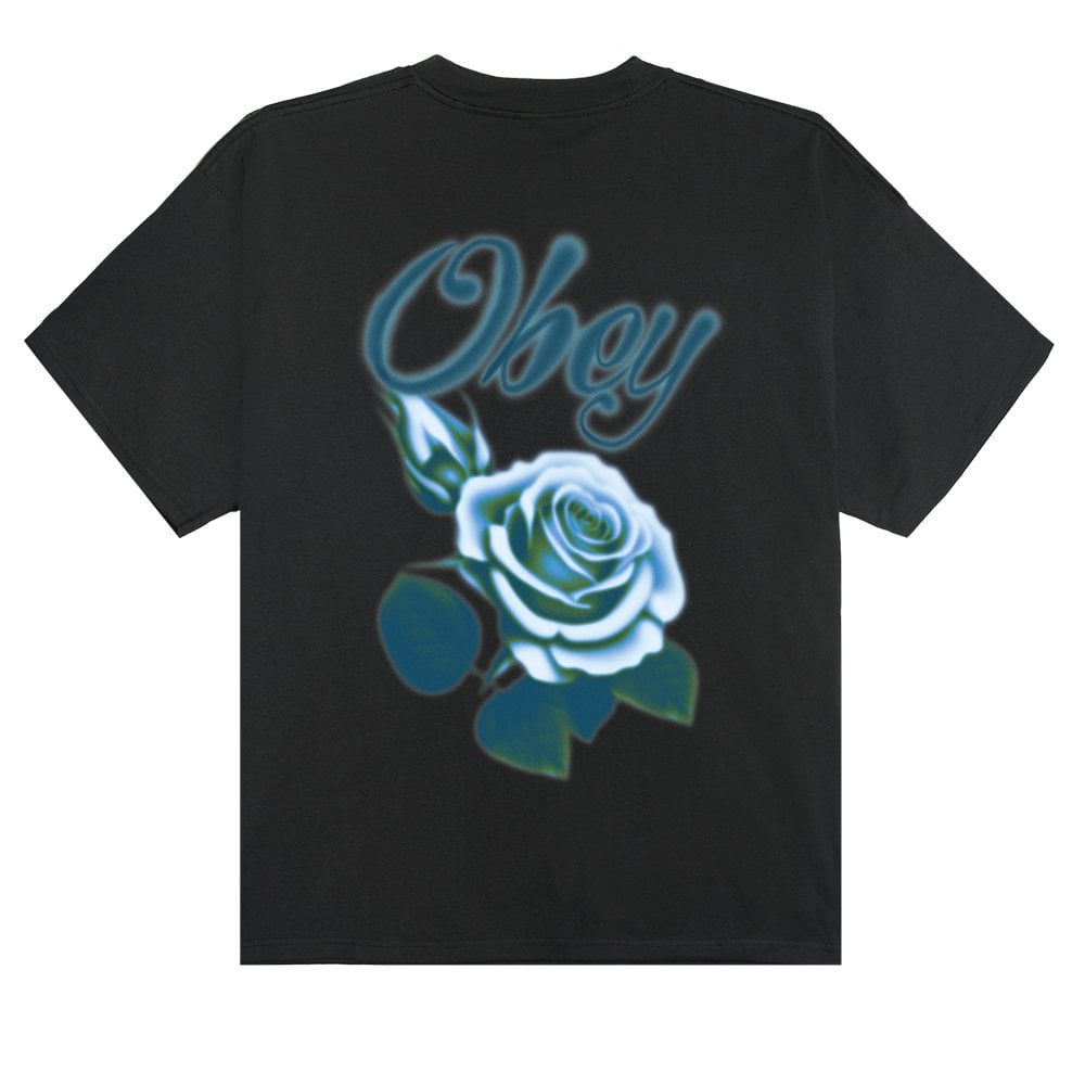 Airbrushed Rose T-Shirt - Vintage Blk