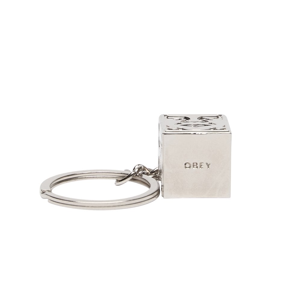 Icon Face Cube Keychain - Silver