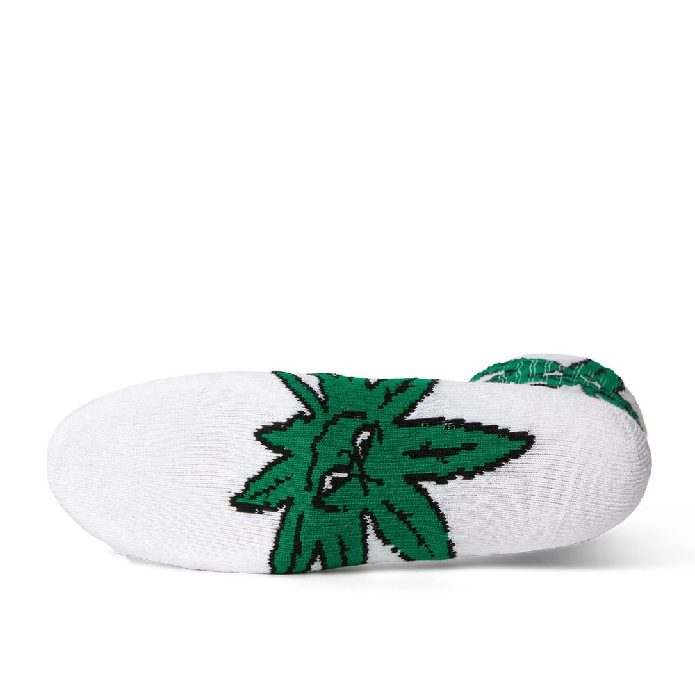 Green Buddy Star Sign Crew Socks - White