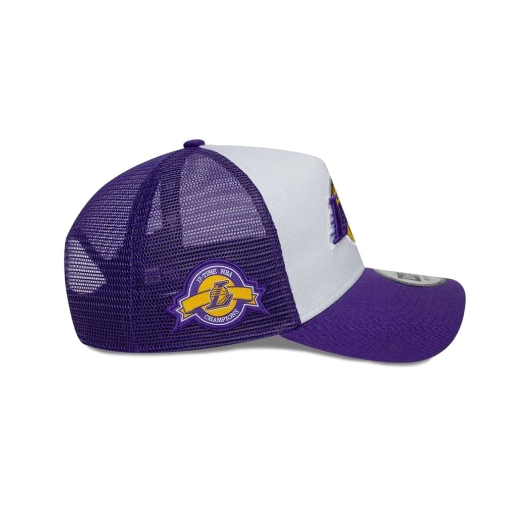 9FORTY Los Angeles Lakers Side Patch A-Frame Trucker - Los Lak Purp