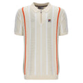 Giorgio Crochet Patchwork Knitted Polo - Tapioca/Wht