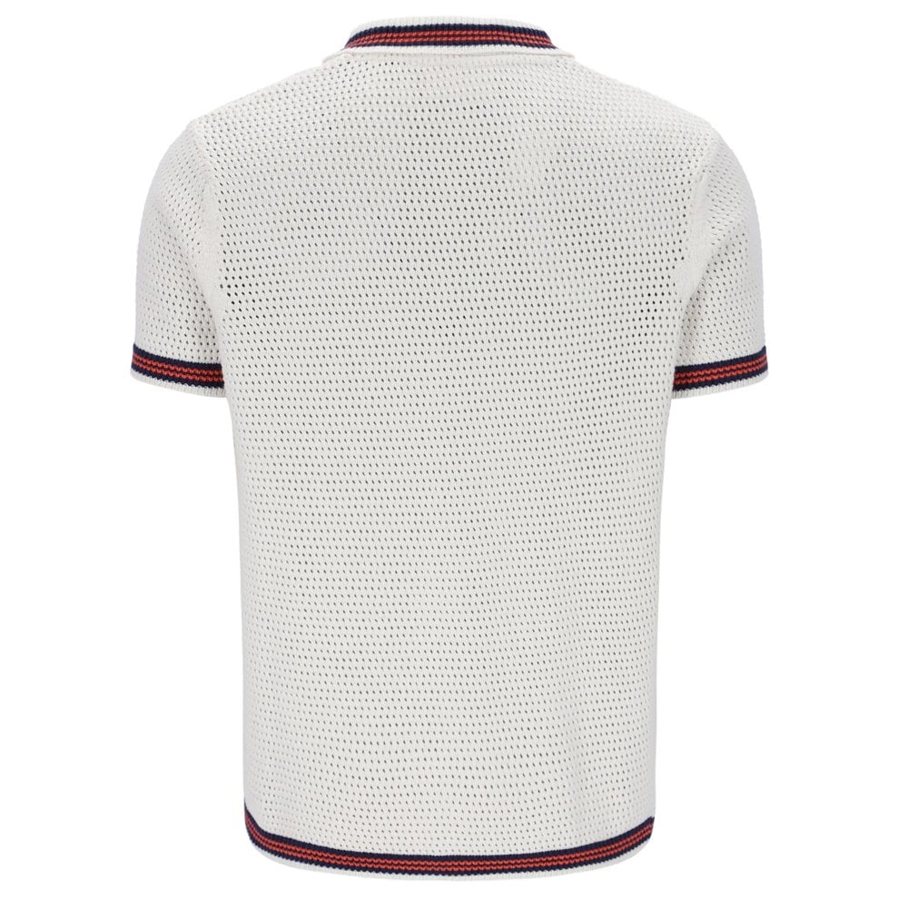 Domenico Crochet Knitted Shirt - Gardenia/Nvy