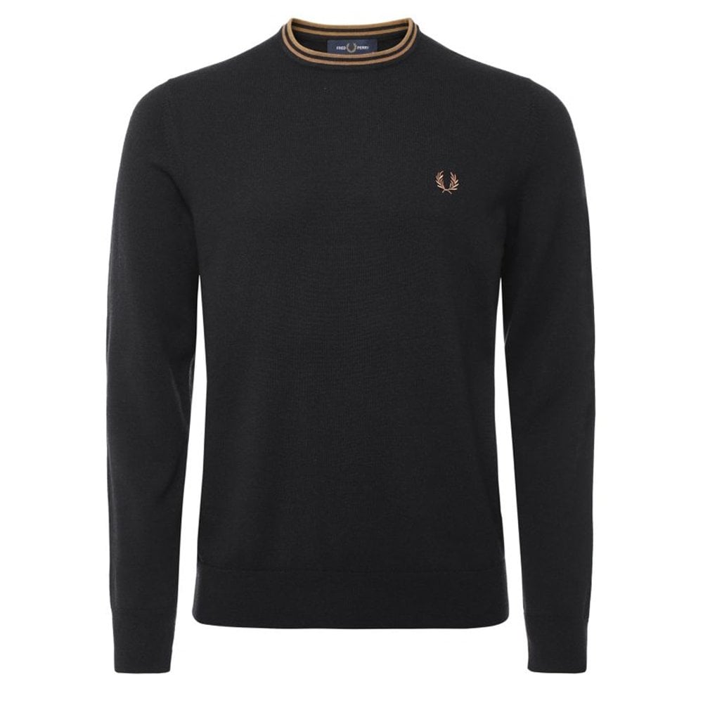 Classic Crew Neck Jumper  - Blk/S Stone
